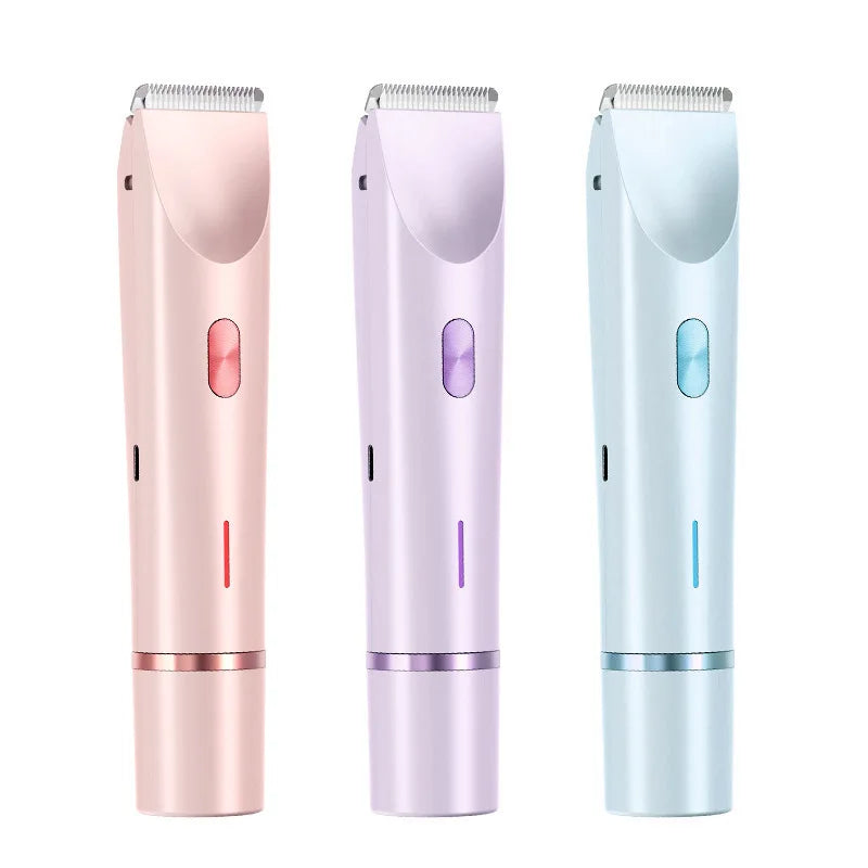 2 in 1 Dual-Head Painless Women Electric Razors Bikini Trimmer Wet Dry Use for Ladies Pubic Hair Detachable Head Electric Shaver