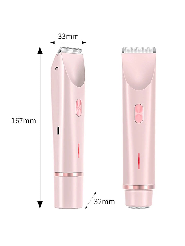 2 in 1 Dual-Head Painless Women Electric Razors Bikini Trimmer Wet Dry Use for Ladies Pubic Hair Detachable Head Electric Shaver