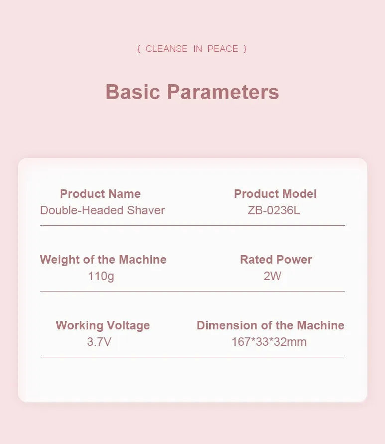 2 in 1 Dual-Head Painless Women Electric Razors Bikini Trimmer Wet Dry Use for Ladies Pubic Hair Detachable Head Electric Shaver