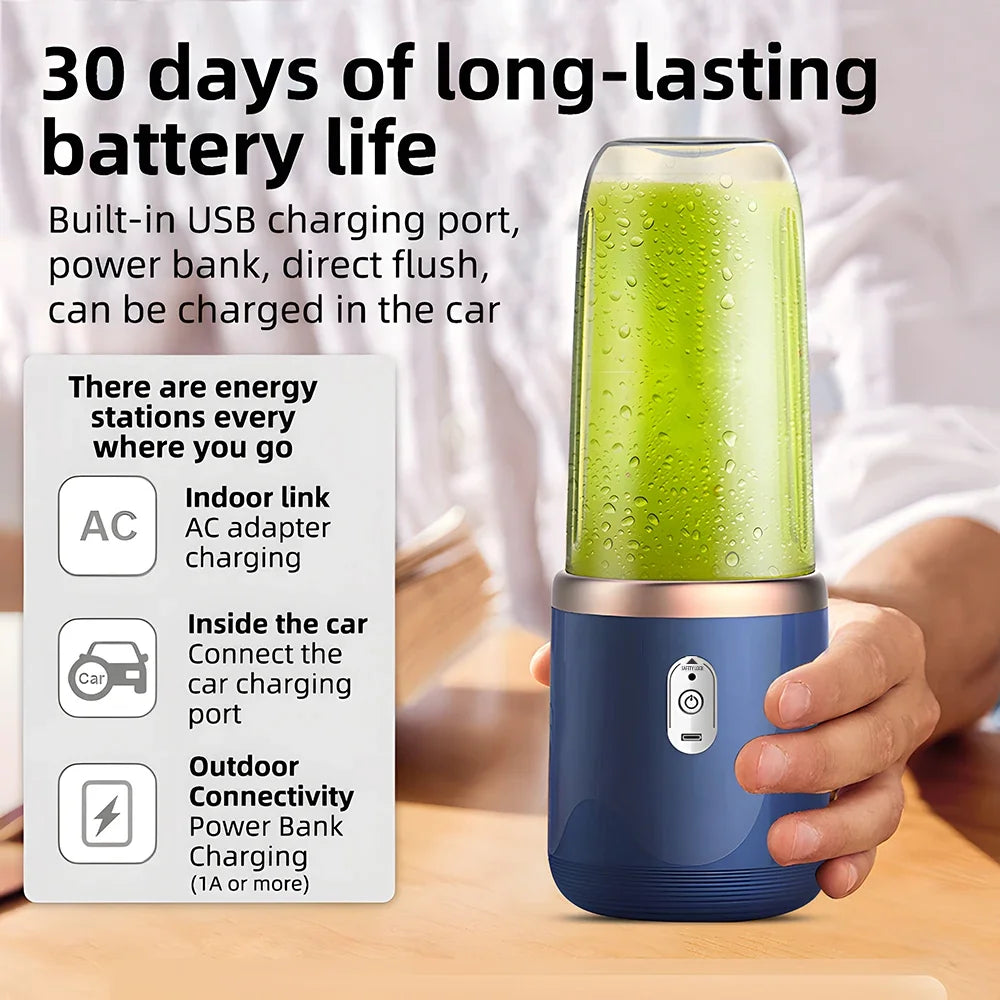 Portable Blender Bottle Electric 6 Blades Multifunction Juice Blender Fresh Juice Smoothie Blender Ice CrushCup Food Processor