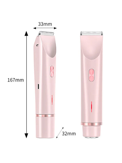 2 in 1 Dual-Head Painless Women Electric Razors Bikini Trimmer Wet Dry Use for Ladies Pubic Hair Detachable Head Electric Shaver