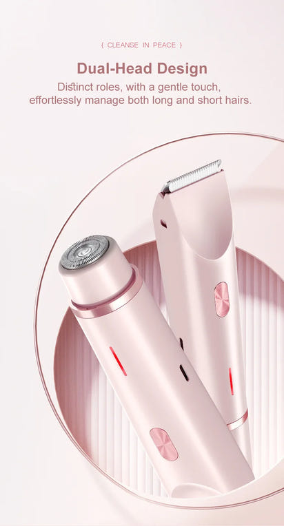 2 in 1 Dual-Head Painless Women Electric Razors Bikini Trimmer Wet Dry Use for Ladies Pubic Hair Detachable Head Electric Shaver