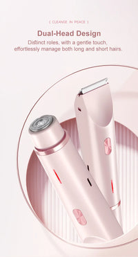 2 in 1 Dual-Head Painless Women Electric Razors Bikini Trimmer Wet Dry Use for Ladies Pubic Hair Detachable Head Electric Shaver