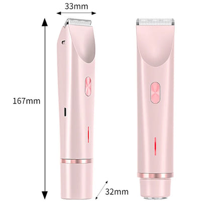 2 in 1 Dual-Head Painless Women Electric Razors Bikini Trimmer Wet Dry Use for Ladies Pubic Hair Detachable Head Electric Shaver
